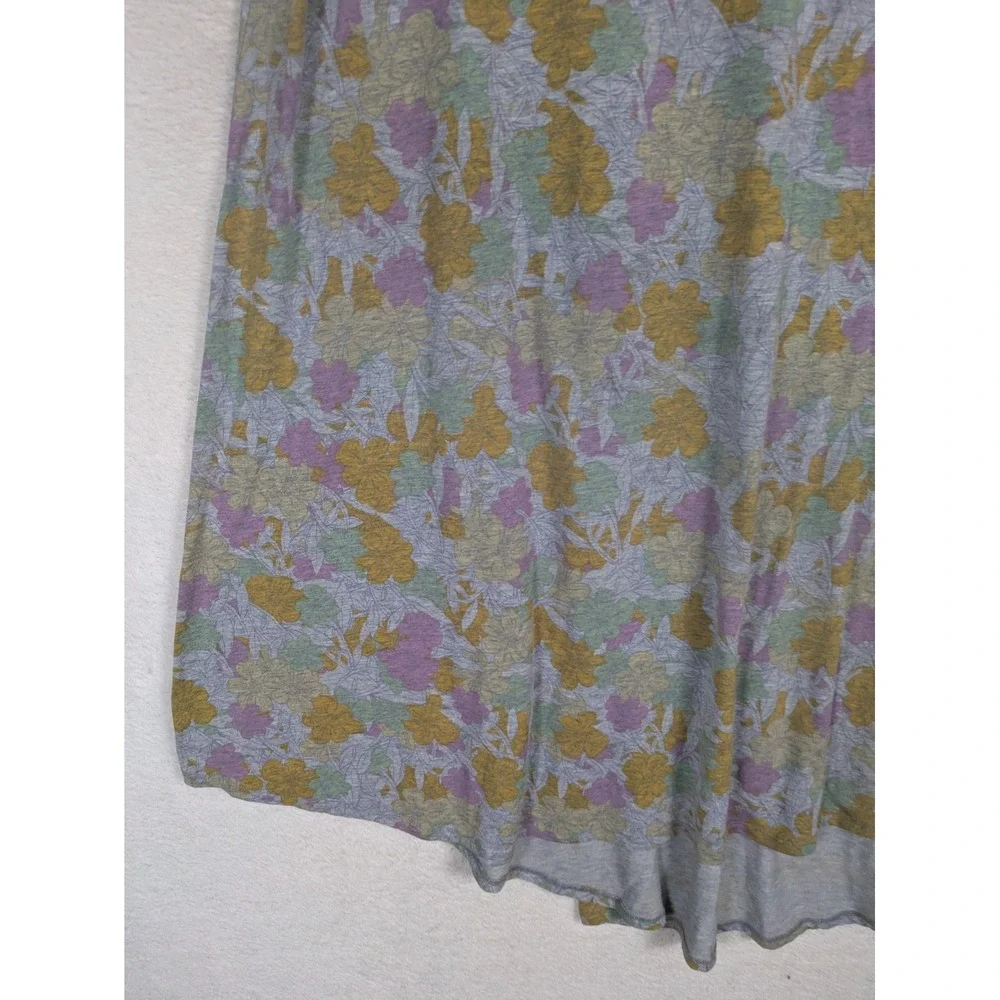 LuLaRoe Carly Dress Women's Large Gray Floral High Low Short Sleeve Pocket